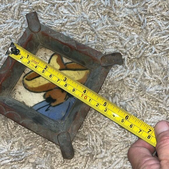 VINTAGE CIASA BRASS COPPER ASHTRAY WITH TILE CENTER - Picture 9 of 11